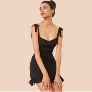 Reformation Christine Black Mini Dress